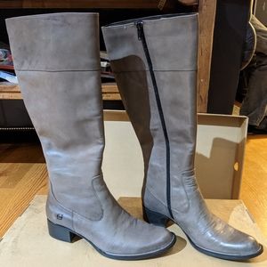 Asbee Grey Leather Knee High Born Boots